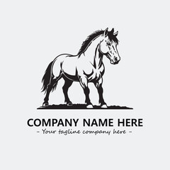 Horse illustration black and white for logo company vector image
