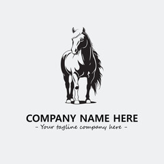 Horse illustration black and white for logo company vector image
