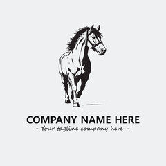 Horse illustration black and white for logo company vector image
