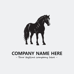 Horse illustration black and white for logo company vector image
