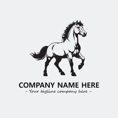Horse illustration black and white for logo company vector image
