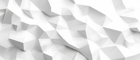 Fototapeta premium Abstract white low poly background, geometric texture, 3D render, modern design, crumpled paper effect, polygonal surface.