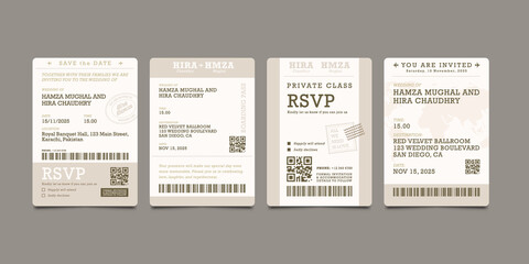 Elegant Flat Wedding Vertical Card Collection