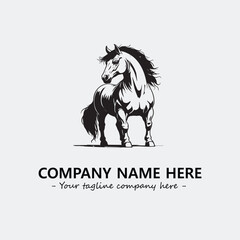 Horse illustration black and white for logo company vector image
