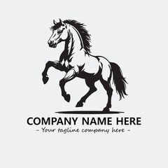 Horse illustration black and white for logo company vector image
