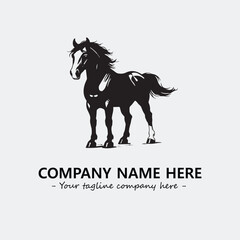 Horse illustration black and white for logo company vector image
