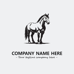 Horse illustration black and white for logo company vector image
