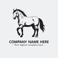 Horse illustration black and white for logo company vector image
