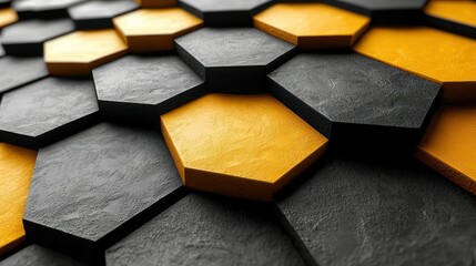 Abstract Hexagon Pattern: Black and Gold Geometric Design