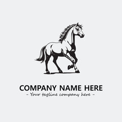 Horse illustration black and white for logo company vector image
