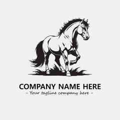 Horse illustration black and white for logo company vector image
