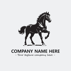 Horse illustration black and white for logo company vector image
