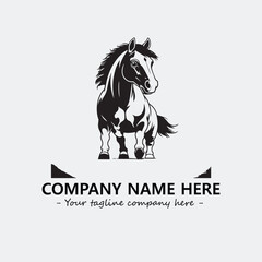 Horse illustration black and white for logo company vector image
