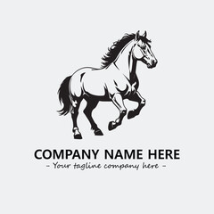 Horse illustration black and white for logo company vector image
