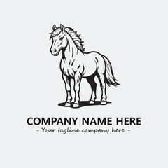 Horse illustration black and white for logo company vector image

