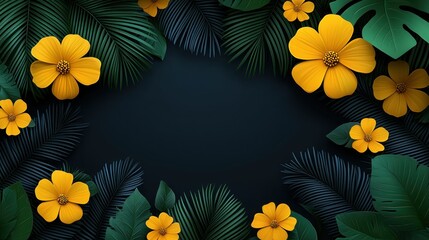 Vibrant Tropical Floral Frame: A Summery Delight