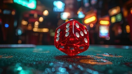 Red Dice on Casino Table: A Night of Chance and Excitement