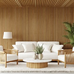 Cozy Modern Living Room with Wood Accents and Stylish Furniture