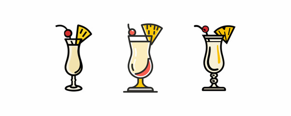 Refreshing tropical cocktails displayed with unique garnishes and vibrant colors