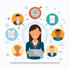 Set of modern flat design people icons. Vector illustration concepts of business, finance, marketing, technology, teamwork, management, e-commerce, web development and seo, business success and career