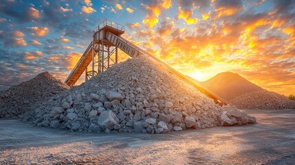 Majestic Sunset Over Quarry Landscape