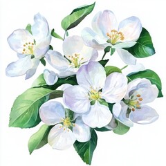 Obraz premium Watercolor Painting of Delicate Blossoms and Leaves