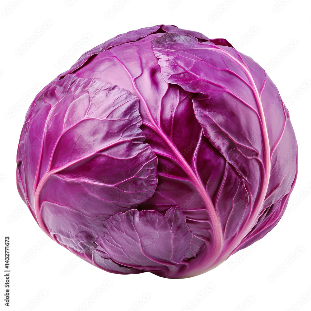 Poster vibrant red cabbage exhibit isolated against a clean transparent background in a simple and natural 