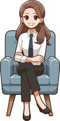 vector business woman sitting on chair gesture relax