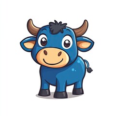 Naklejka premium A cute cartoon illustration of a blue ox.