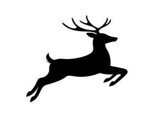 Leaping Reindeer Silhouette Vector Art