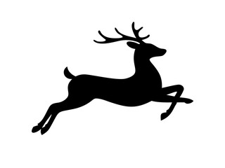 Leaping Reindeer Silhouette Vector Icon