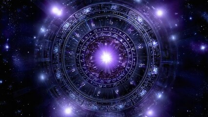 Delve into the beauty of a mystical zodiac wheel adorned with celestial symbols, showcasing vibrant colors against a starry backdrop perfect for astrology enthusiasts