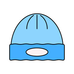 Winter Hat Flat design style, blue knit beanie hat, symbolizing winter fashion, great for cold weather, outdoor, and seasonal themes.