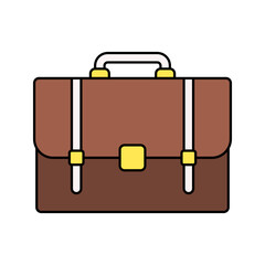 Briefcase Flat design style, brown leather briefcase, representing business and professionalism, perfect for corporate or career visuals.