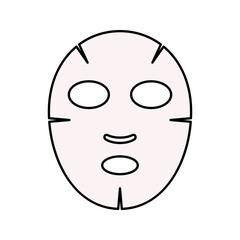 Face Mask Flat design style, white sheet face mask, symbolizing skincare routine, ideal for beauty treatment and self-care graphics.