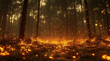 Enchanted Forest Fire: A Surreal Night in the Woods
