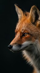 Fototapeta premium Red Fox Profile Portrait Showing Detailed Fur Texture and Eye