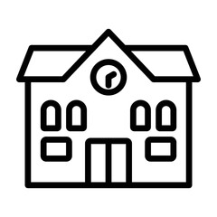 School Building Vetor Line Icon Design