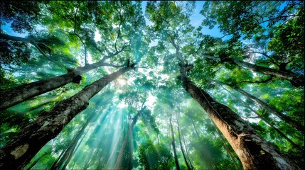 Obraz premium pattern of light streaming through the jungle canopy