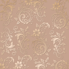 Vector golden Floral seamless pattern Background for wallpaper print , vector illustration design.