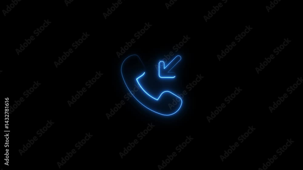 Poster glowing incoming call animation on black background high tech communication concept