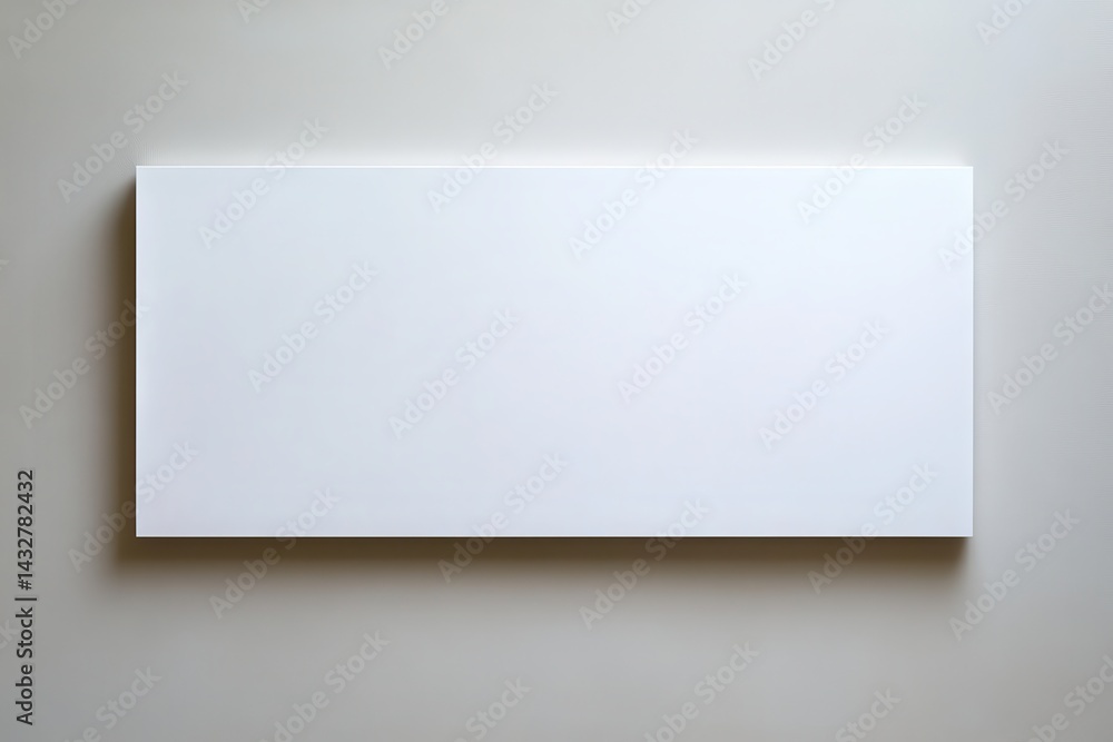 Aufkleber A minimalist white rectangular canvas or panel mounted on a neutral wall. Clean, modern, and evokes a sense of simplicity and serenity.