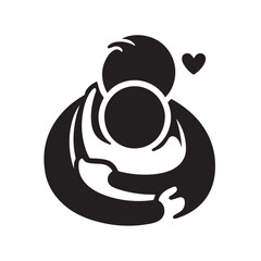 Professional hugger icon in black and white minimalist style