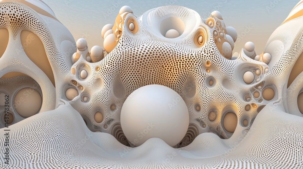 Fototapete a 3d rendering of a complex, abstract structure composed of numerous spheres and interconnected line