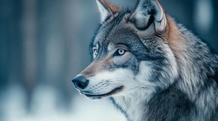 Obraz premium Closeup husky dog portrait soft focus winter animal photography