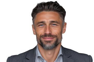 Fototapeta premium Lächelnder Geschäftsmann im Anzug PNG mit transparentem Hintergrund