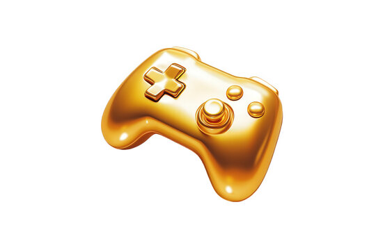 Golden luxury gamepad controller modern design gaming joystick 3d render on transparent background