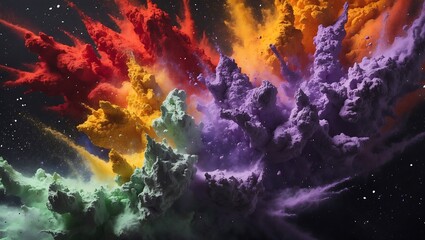 Obraz premium Vibrant Rainbow Color Explosion Abstract Art Photography