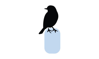 African rock pipit bird Silhouette Design  And Vector Illustration. 