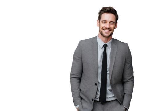 Lächelnder Geschäftsmann im Anzug PNG mit transparentem Hintergrund

 - Powered by Adobe